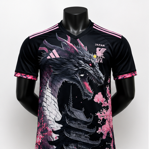 Japan Dragon Sakura Special Edition Football Away Jersey – Black & Pink