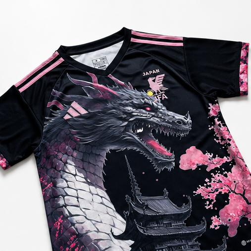 Japan Dragon Sakura Special Edition Football Away Jersey – Black & Pink