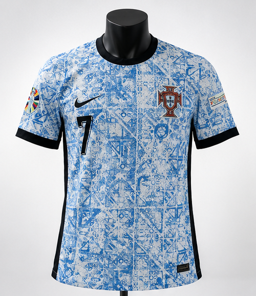 Portugal Ronaldo #7 Blue Mosaic Special Edition Football Away Jersey