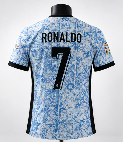Portugal Ronaldo #7 Blue Mosaic Special Edition Football Away Jersey