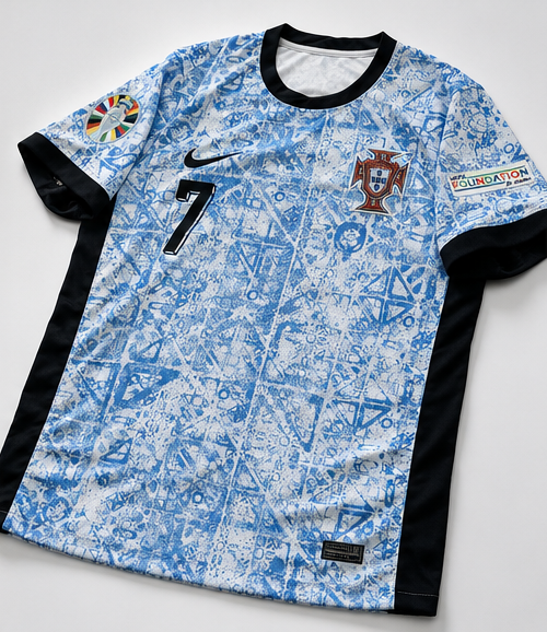 Portugal Ronaldo #7 Blue Mosaic Special Edition Football Away Jersey